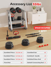 Load image into Gallery viewer, FITPLAM Adjustable dumbbell set,20/35/45/55/70/90lbs Free Weights set with upgraded nut, 5 in 1 Weight Set