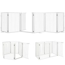 Load image into Gallery viewer, Snagle Paw Full Metal Freestanding Dog Gate with Door, 120” W x 24” H Pet Gate with Support Feet for Doorways, Stairs and Hallways, Portable Dog Fence for Indoor Use (24" 6 Panel, White)