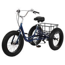 Load image into Gallery viewer, 7-Speed Adult Tricycle - 20 Inch Fat Tire 3 Wheel Bike with Rear Shopping Basket - Wider Seats Adult Cruiser Bike