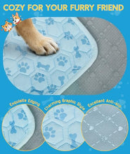 Load image into Gallery viewer, YAOGEG Upgraded Dog Cooling Mat for Dogs& Cats,Ice Silk Self Cooling Mat for Dogs(Q-Max>0.5),Washable Breathable Non-Slip Summer Dog Bed Mats for Crate Car Sofa Indoor Outdoor,Light Blue 23.6×17.7in