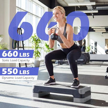 Load image into Gallery viewer, Goplus 3-in-1 Aerobic Step Platform, 600 LBS Adjustable Exercise Stepper with 4-Level Risers, Balance Trainers, (Gray)