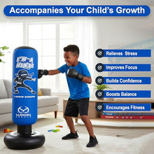 Load image into Gallery viewer, Marwan Sports Ninja Kids Punching Bag — Inflatable Sensory Toy & Birthday Gift for Boys & Girls Ages 4-12, 63" Freestanding 5-in-1 Kit, Indoor Apartment-Quiet Sensory-Friendly Active Play