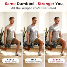 Load image into Gallery viewer, FEIERDUN DB1 QuickDial Adjustable Dumbbell Set, 15-in-1 5-52.5 Lbs Each with Storage Box & App, 1-Second Quick Change for Drop Set, Superset & HIIT Home Gym, Non-Slip Handles, 3-year Aftersale Service