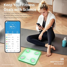 Load image into Gallery viewer, Scale for Body Weight, Digital Weight Scale with Color-Changing, Most Accurate to 0.2lb, Bluetooth Bathroom Scale with Bmi, Body Fat, Muscle Mass, 18 Body Composition Analyzer Sync App, 400 lbs-White