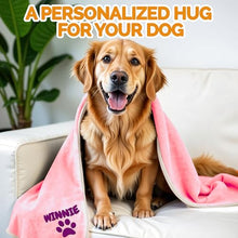 Load image into Gallery viewer, Personalized Pink Dog Blanket with Name - Embroidered Custom Blanket for Dog's Bed, Car, Couch, & More - Waterproof, Soft & Comfortable for Small to Large Dogs - Best Dog Gift