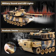 Load image into Gallery viewer, 1/18 US M1A2 Army Tank, 2.4GHz Remote Control Model Toys, Smoke & Sound & LED Lights & Recoil Effects