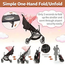 Load image into Gallery viewer, Cool Kids Lightweight Travel Stroller, Auto Fold Reversible Buggy Pink