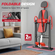 Load image into Gallery viewer, YOLEO Gravity Heavy Duty Inversion Table with Headrest & Adjustable Protective Belt Back Stretcher Machine for Pain Relief Therapy (Red02)
