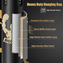 Load image into Gallery viewer, Filled Punching Bag for Adults, 4FT PU Leather Hanging Bag with 11lb Sponge Filler, Come with 12OZ Gloves, Heavy Bag Boxing Equipment for Training Karate Kickboxing Home Gym