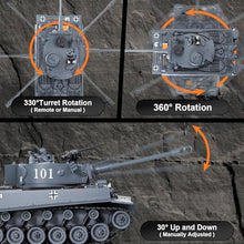Load image into Gallery viewer, Supdex 1:18 RC Tank That Shoot BBS, 2.4G WW2 German Tiger I Remote Control Tank Model Toys, Army Toy with Smoke