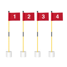 Load image into Gallery viewer, KINGTOP 3 ft Yellow Golf Flagstick Sets with Number 1 to 4 Flags, 4 Pack