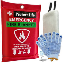 Load image into Gallery viewer, Protect Life Saving Emergency Fire Blankets 1 Pack - 40"x40", Fiberglass Fire Blanket for Home & Kitchen - Fire Suppression or Retardant Tarp - Fire Safety Kit for Car or Camping