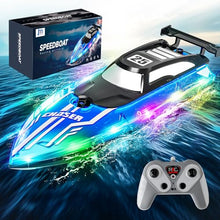 Load image into Gallery viewer, JOI MEW RC Boat for Kids with LED Lights, 2.4Ghz Remote Control Racing Boats for Ages 8-12,Toy Water Boat for Pools & Lakes