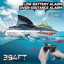 Load image into Gallery viewer, DEERC Fast Brushless RC Boat for Adults, 30+MPH 3S High Speed Remote Control Boat, Self-righting 2.4Ghz Speed Shark with LED Lights, Summer Toy Gift for Kids
