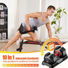 Load image into Gallery viewer, 55LB Adjustable Dumbbell Set,10 in 1 Free Weights Dumbbell of 2 with Secure Locking Mechanism for Safe,1 Sec Speed Adjustment Men/Women Gym and Home Strength Training Equipment.