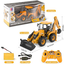 Load image into Gallery viewer, DOUBL E JCB 1:20 Scale RC Excavator & Loader – Dual-Function Construction Model with Rotating Arm, Realistic Sound & Light | Ideal
