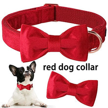 Load image into Gallery viewer, ARING PET Bowtie Dog Collar,Velvet Dog Collars with Removable Bowtie, Christmas Adorable Dog Collar,Medium.