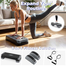 Load image into Gallery viewer, Goplus 3-in-1 Aerobic Step Platform, 600 LBS Adjustable Exercise Stepper with 4-Level Risers, Balance Trainers, (Gray)