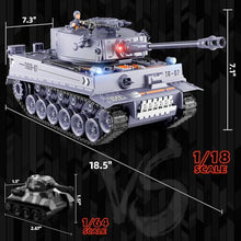 Load image into Gallery viewer, 1/18 Remote Control Tank, German Tiger - Gray RC Tank That's Shoots