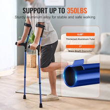 Load image into Gallery viewer, VEVOR Forearm Crutches for Adults, 11-Level Height Adjustable Walking Crutches with 4-Level Upper Cuff, 1 Pair (350LBS)