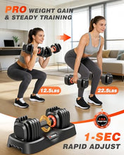 Load image into Gallery viewer, Rendpas Adjustable Dumbbells Set of 2, 1-Sec Adjustable Weights Dumbbells Set, 10 in 1 Dumbbell Set with Anti-Slip Texture Handle, Weight Set For Home Gym Suit both Men and Women