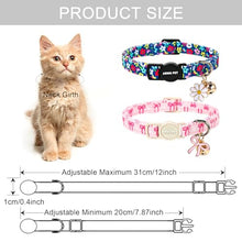 Load image into Gallery viewer, ARING PET 2 Pack Cat Collars with Bell, Cute Soft Cotton Kitten Kitty Breakaway Spring Summer Cat Collars for Boy Girl Cats-Pink Bow & Blue Floral