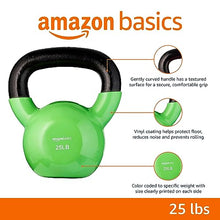Load image into Gallery viewer, Amazon Basics Vinyl Kettlebell for Strength Training and Workout, 25 Pounds, Textured Handle, Light Green