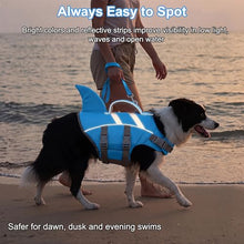 Load image into Gallery viewer, Dogcheer Dog Harness-Style Life Jacket Shark, Reflective Dog Life Vest for Swimming Boating, Adjustable Puppy Swim Vest, Pet Floating Device for Small Medium Large Dogs - Blue, XL