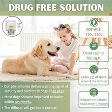 Load image into Gallery viewer, Dog Pheromone Calming Diffuser Kit, Calming Diffuser for Dog (2 Plug-Ins & 4×48ml Refills) for Stress Support, Helps Reduce Barking & Aggression, 120-Day Supply (Non-Toxic, Safe & Inedible)