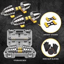 Load image into Gallery viewer, PHOEROS Adjustable Dumbbell Set - 44/66 LBS weights set, Dumbbell Barbell 3 in 1, Steel Dumbbells Pair with Connecting Rod for Adults Women Men Fitness Workout, Home Gym Exercise Training Equipment