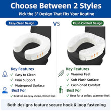 Load image into Gallery viewer, XYRONICA 3" Raised Toilet Seat Cushion, Firm High-Density Foam Toilet Seat Riser, Waterproof Cover, Secure Hook & Loop, Easy-Clean Support, Fits Standard & Elongated Toilets