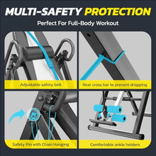 Load image into Gallery viewer, YOLEO Gravity Heavy Duty Inversion Table with Headrest & Adjustable Protective Belt Back Stretcher Machine for Pain Relief Therapy (White)