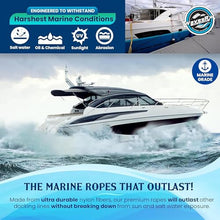 Load image into Gallery viewer, Premium Nylon Boat Dock Lines & Ropes for Docking 3/8'' x 15' | Double Braided Marine Rope & Mooring Line| Boat Ropes for Docking with Loop | UV & Saltwater Resistant Dock Ropes for Boats & Pontoons