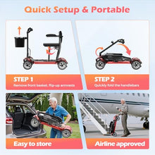 Load image into Gallery viewer, Lightweight Mobility Scooter for Seniors & Adults - Cruise & Airport Approved, 43lb Foldable Portable Motorized Scooters with Removable Lithium Battery for 12.4 Miles Travel, 300lb Capacity, Red