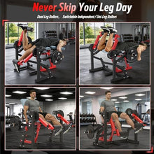 Load image into Gallery viewer, Leg Extension and Curl Machine feat Unilateral & Bilateral, Convertible Seated Leg Extension and Lying Leg Curl Bench for Home Gym, Quad and Hamstring Lower Body Leg Workout Equipment