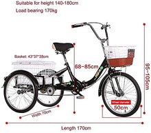 Load image into Gallery viewer, Adult Tricycle - 3 Wheel Bikes for Adults Shopping Foldable Tricycles for Adult 1 Speed 20 Inch Three Wheel Bike