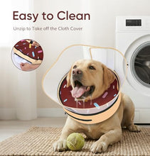 Load image into Gallery viewer, Supet Raised Inflatable Dog Cone After Surgery - Adjustable Recovery Donut Collar with Removable Shield to Stop Licking Wounds & Protect Stitches - Soft Dog Cone Alternative for Large Dogs (Brown,L)