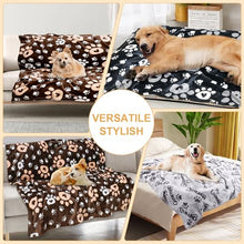 Load image into Gallery viewer, Gowyeg Premium Dog Blankets for Small Dogs & Cat Flannel Blanket Washable, Soft Pet Throw Cover for Kennel Crate Bed, Cute Paw Pattern, 31x23 inch,Black/Grey/Brow