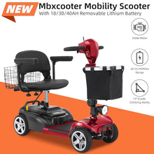 Load image into Gallery viewer, 45 Miles 4 Wheels Mobility Scooter for Seniors/Adults Up to 300LBS,350W Electric Wheelchair Detachable Lithium Battery,Dual Baskets,Rotating Seat,with Taillight, USB Charging, Red