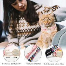 Load image into Gallery viewer, ARING PET 2 Pack Cat Collar, Breakaway Kitten Small Cute Pink Floral Bow Collars with Bells for Girl Female Cats