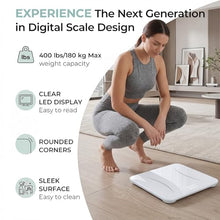 Load image into Gallery viewer, Schneider Highly Accurate Digital Bathroom Scales, 400 lbs Capacity Accurate to 0.05lb, Physician Grade with Sturdy Tempered Glass Larger LED Weighting Scale for Body Weight, Pet - Batteries Included