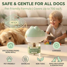 Load image into Gallery viewer, Dog Calming Diffuser Plug-in with Gentle Night Glow, 3 Refills Kit for Behavioral Support, Stress Soothing Aid for Pets During Travel, Thunder, Vet Visits, Fireworks, Safe Formula, 90 Days Supply