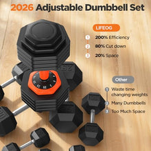 Load image into Gallery viewer, 2026 Updated Adjustable Dumbbell Set of 2, 10-in-1 Weights Dumbbell Set with Storage Box, 50lbs/25lbs