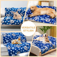 Load image into Gallery viewer, Gowyeg Dog Blanket, Soft Fleece Dog Blankets for Small Medium Dogs, Fluffy Flannel Pet Cat Puppy Blanket Mat Cover for Bed Couch, Cute Paw Print Throw Blanket for Dogs, Blue, 40"X30"