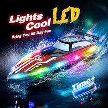 Load image into Gallery viewer, JOI MEW RC Boat for Kids with LED Lights, 2.4Ghz Remote Control Racing Boats for 8-12,Toy Water Boat for Pools & Lakes
