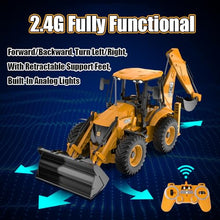 Load image into Gallery viewer, FANXMF RC Backhoe Wheel Loader 2.4G Fully Functional 1/20 Remote Control Excavator Bulldozer Back Hoe Truck Tractor Digger Heavy Duty Construction Vehicle Engineering Trucks