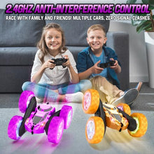 Load image into Gallery viewer, Hamdol Remote Control Car for Kids, Stunt RC Cars with Cool Wheel Lights, Double-Sided Driving