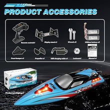 Load image into Gallery viewer, Levhorzn 34+MPH Brushless RC Boat for Adults & Kids with 2 Rechargeable Batteries- (Cyan)