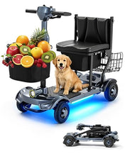 Load image into Gallery viewer, Ecomobi Light Weight Mobility Scooter for Seniors & Adults, 12–30 Mile Range, Foldable Airline Approved Portable 4 Wheel Motorized Scooter with Removable Lithium Battery, 300 lb Capacity, MS01F Gray