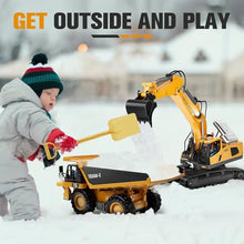 Load image into Gallery viewer, KIDMARKT Remote Control Excavator Toy for Boys | 11-Channel Metal Construction Truck with Lights